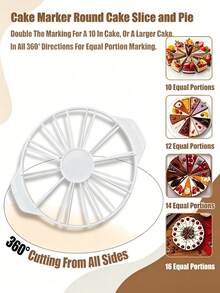 1pc Cake Portion Marker,Slicer Cutter Round Equal Portion Marker Divider Baking Tool White Cake Slicer For Even Slices,Slices Round Cake Slice & Pie Slicer Marker Pie Cutters Cake Divider Cheesecake Cutter Baking Tool - Multicolor - View 9
