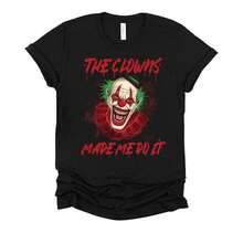 T-shirt unisexe en pur coton Clown d'Halloween effrayant | T-shirt Clown tueur Free Hugs | T-shirt Joker riant maléfique | Cadeau costume d'horreur effrayant - Noir - Voir 1