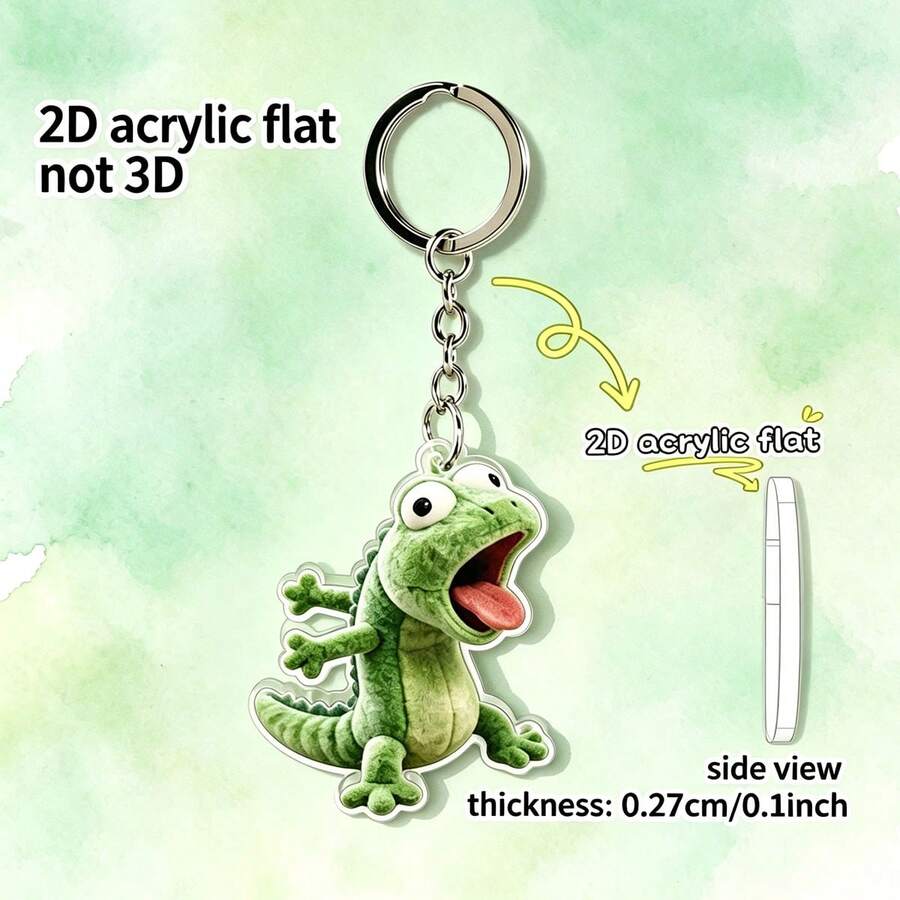 [2D Flat] 1pc, 2D Acrylic New Lizard Keychain, Holiday, Birthday Best Gift, Beautiful Keychain Pendant - Multicolor - View 1
