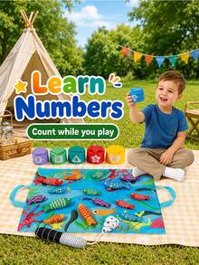 1 Set Non-Magnetic Toddler Fabric Fishing Toy, Number Matching Stacking Cup Fishing Toy Set With Hook And Loop Fish, Foldable Fabric Bag For Easy Storage, Early Education Interactive Crawling Toy For Boys And Girls, Suitable For Children's Day And Birthday Gifts (Random Color Accessories) - Multicolor - View 8