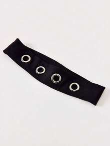 3pcs/Set Fashion Punk Gothic Style Hairbands, Soft Non-Slip Elastic Eyelet Hollow Out Beach, Holiday Headbands, Elastic Yoga Sports Hairbands, Versatile For Daily Wear And Multiple Occasions - 黑色 - 查看 6