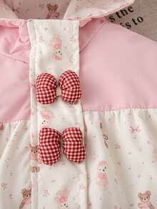 Autumn/Winter Cute Baby Girl Jacket With Rabbit Ears Hood, Bowknot And Bear Design, Outdoor Jacket - Multicolor - View 4