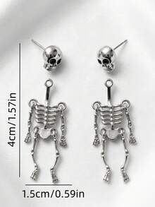 1pc European & American Popular Halloween Funny Creative Personalized Exaggerated Skeleton Frame Earrings Studs - Multicolor - View 6