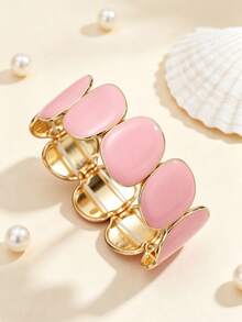 1pc Pink Minimalist Elegant Bracelet Unique Design Luxurious Elegant Women's Bangle Suitable For Daily Wear Gift Accessory - Pink - View 2