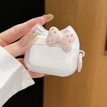 Cute Cat Ear Bow Apple Pro 3/1/2/3/4 & Pro/Pro 2 Bluetooth Earphone Protective Case Pink Cat Ear + Pink Button - Baby Pink - View 12
