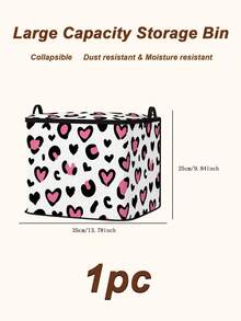 1pc Foldable Leopard Print Heart Pattern Storage Box, Large Capacity Zipper Storage Bag With Handle, Dust-Proof & Moisture-Proof Space-Saving, Suitable For Wardrobe, Bedding, Blankets, Toys And Seasonal Clothing,Bedroom Room Decor,Back To School - Multicolor - View 24