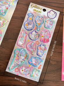 Kawaii Cartoon Liquid Shaker 3D Stickers Cute Panda Cat Glitter Sequins Puffy Stickers For Journal Scrapbook DIY Kids Decorative Stationery Stickers - Color - View 10