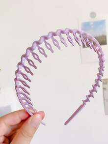 6 piezas de diademas de plástico con dientes de onda de color nuevo y simple - Multicolor - Ver 6