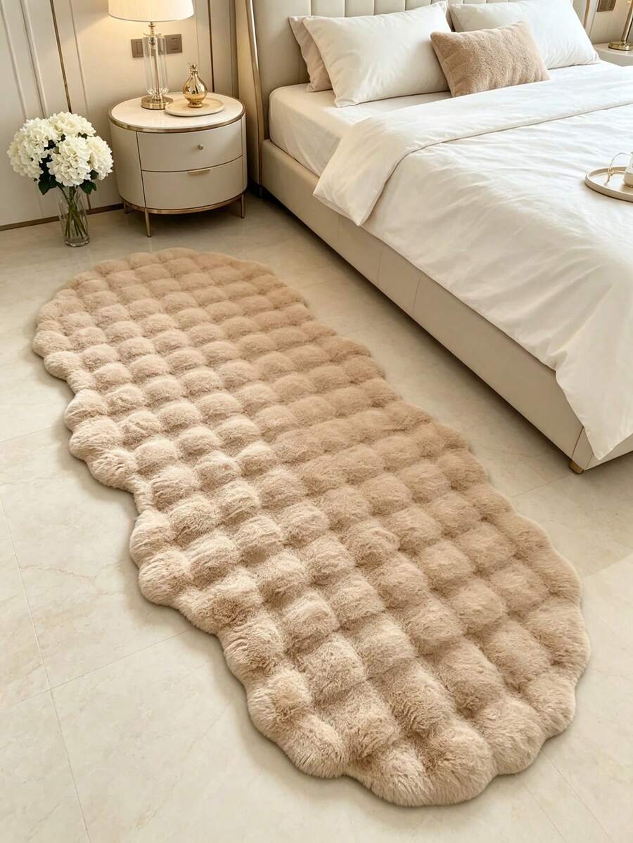 1pc Light Brown Fluffy Wavy Rug, Cute Furry Carpet, Decorative Rug, Bedroom Decor, Home Decor, Outdoor Carpet, Washable Rug, Back To School Gift - Camel - View 1