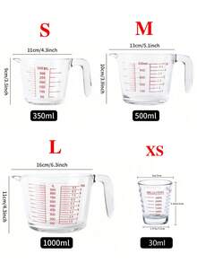 350ML/500ML/1000ML Heat-Resistant Glass Graduated Measuring Cup,With Precise Scale And Handle,Multipurpose Large Capacity Measuring Jugs,Transparent Container Measuring Tools,Multi-Functional Kitchen Tool,Baking Equipment,Kitchen Accessories - Transparent - View 10