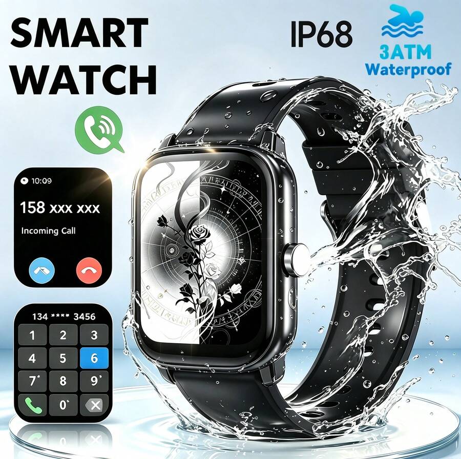 NcmRyu 1.83 Inch HD Display Waterproof Smart Watch, Outdoor Sports, Bluetooth Calling, Multiple Sports Modes, Sedentary Reminder And Other Functions, Suitable As Gift For Friends And Couples, Compatible With Android And IOS - View 1