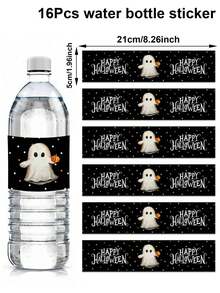 16 buah Stiker Botol Minum Halloween, Motif Hantu Kelelawar, Cocok untuk Dekorasi Halloween, Dekorasi Trick or Treat untuk Halloween, Dekorasi Rumah, Dekorasi Meja Dapur, Hadiah Halloween, Dekorasi Musim Gugur - Halloween - View 14