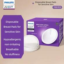 Philips Avent 100 قطعة/عبوة من وسادات الرضاعة القابلة للتخلص منها والقابلة للتنفس ومانعة للتسرب، تمنع التسرب أثناء الرضاعة الطبيعية والفترة بعد الولادة - أبيض - مشاهدة 15