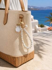 1 Peça Decoração de Bolsa com Pérola de Concha (Enfileiramento de Pérolas Feito à Mão, Calculado por Comprimento, Quantidade de Pérolas Varia) - Branco - Visão 2