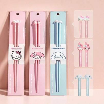 SANRIO Cute Alloy Chopsticks, New Home Single Person Set, Individual Chopsticks For Separate Dining, Non-Slip, Couple Cartoon Highly Attractive Design