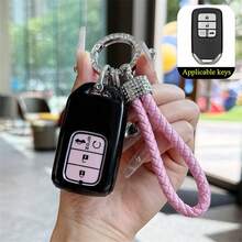 1 Pc TPU Car Remote Key Protective Cover With Keychain, Suitable For Accord Civic CR-V Pilot Ridgeline Odyssey Passport Models - A - View 2