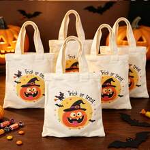 1/5/10pcs Cute Pumpkin Ghost Skeleton Bat Spider Black Cat Little Devil Lantern Pattern Halloween Theme Reusable Fabric Tote Shopping Bags Trick Or Treat Bags, Small Batch Multi-Piece Set Trick Or Treat Bags Storage Bags, Essential Halloween Shopping Gift Packaging Bags, Suitable For Christmas Decoration Indoor Outdoor Yard Garden Lawn Entrance Small Gifts, Essential Halloween Party Small Gift Storage Bags Gift Bags - Multicolor - View 23