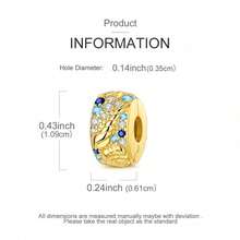 1pc S925 Sterling Silver Spacer Bead With Snap Clasp, Original Starry Sky, Feather And Wave Embossed Design, Inlaid With Multi-Color Cubic Zirconia, Gold And Silver Dual Color Options, Comes With Gift Box, Anti-Slip Positioning Design, Suitable For Bracelet, Used For Handmade DIY Jewelry Making And Gift Wearing - Multicolor - View 10