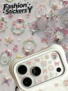 1pc French Ballet Style Embossed Sticker, Suitable For Phone Lens, CCD Camera, Earphone DIY Decoration. Adult 3C Digital Decoration Sticker, Hand Lens Decoration Sticker - 1pc Sy-052 - View 1