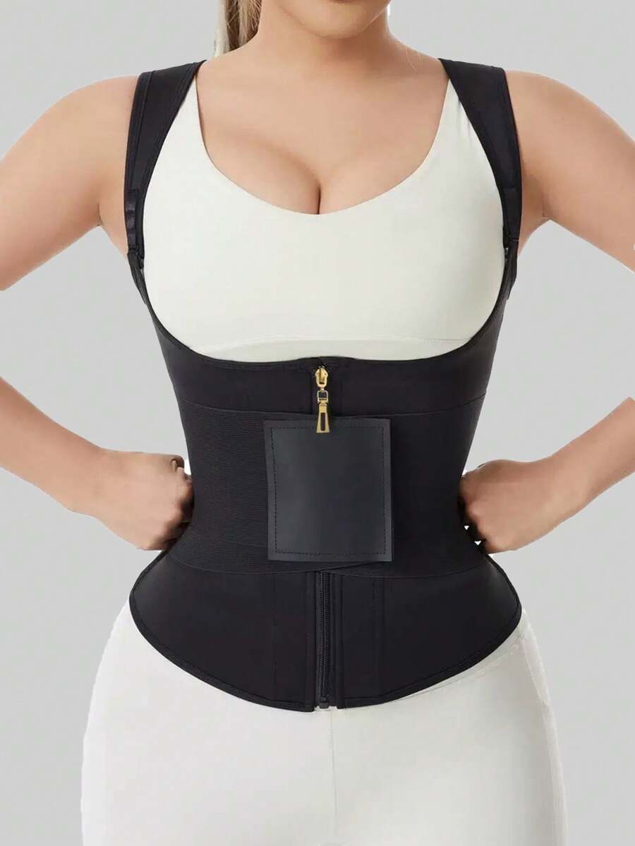 1pc Women's Waist Trainer, Waist Trimmer, Sports Waist Belt - Black - View 1