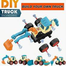 Juego de juguetes de vehículos de ingeniería DIY para niños, desmontable y ensamblable, juguete educativo de ensamblaje con tornillos para desarrollar la habilidad manual y el pensamiento lógico, modelo deslizante desmontable interactivo para padres e hijos, regalo creativo de cumpleaños y fiesta para niños de 3 a 12 años - Multicolor - Ver 6