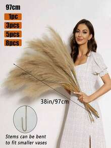 100/80/60/50/30/20/10/8/6/5/3/1pc, 97/55cm, Artificial Reed Grass, Reed, Used For Floor Vase, Vase Filler, Bohemian Country Farmhouse Home Decor, Wedding Party Decoration, Valentine's Day, Birthday, Graduation Gift - Beige Gradient - View 5