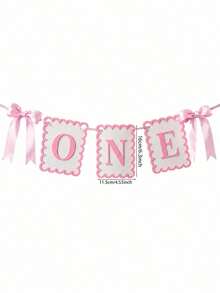 1pc 1st Birthday Chair Banner "One" Letter Banner, Background, 1st Birthday Ribbon Banner, Suitable For Boys And Girls, Fairy Tale Theme Baby Photo Prop Party Decoration, Gender Reveal Party Baby Shower Party Decoration - Multicolor - View 10