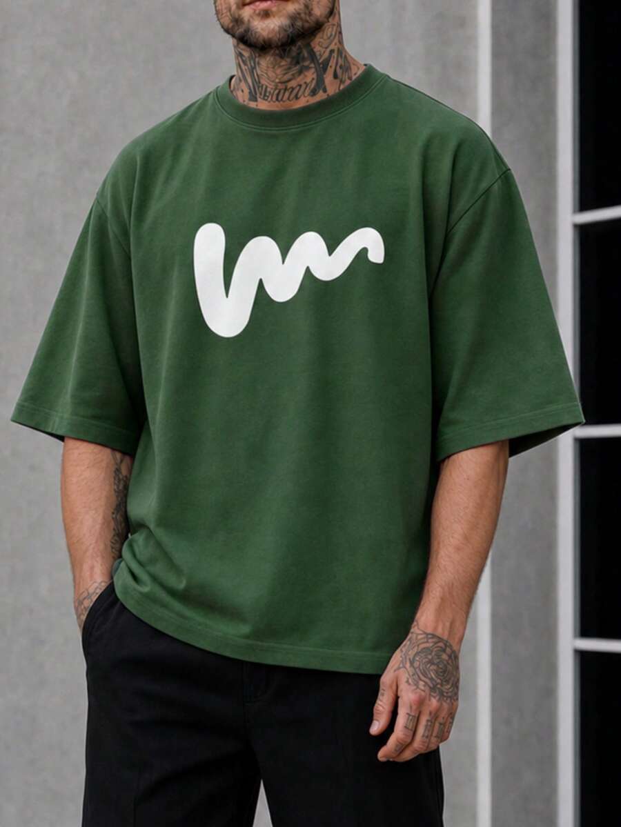 Plus Size Men's Round Neck Short Sleeve T-Shirt, Simple And Fashionable, Suitable For Summer Wear