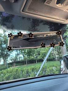 8pcs Car Interior Decor Metal Flower Rearview Mirror Console Accessories Small Flower Car Interior Rearview Mirror Center Console Panel Decoration Car Accessories Car Accessories Duck Car Rearview Mirror Hanging Accessories - A - View 3