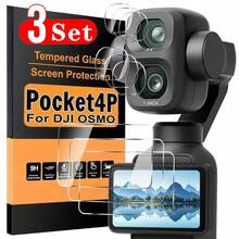 3pcs/Pack High Definition Tempered Glass Screen Protector Film [3+3+3] Anti-Scratch Lens Glass Film Protector For OSMO Pocket 4 Pro/4/3 - View 1