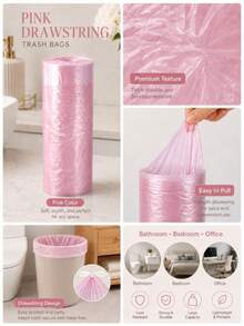 30 Pink Drawstring Trash Bags, Rose Scented Thickened Leak-Proof Garbage Bags, 4-5 Gallon Small Capacity, Durable And Sturdy, Suitable For Bathroom, Kitchen And Daily Home Use - Pink - View 4