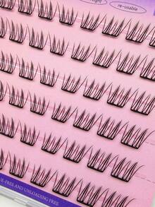 48 Clusters Glue-Free Self-Adhesive Individual Eyelashes, Natural Slanted Wispy False Lashes, Ultra-Thin & Lightweight Reusable Lash Clusters For Daily Natural Eye Makeup, Party & Evening Occasions - View 6