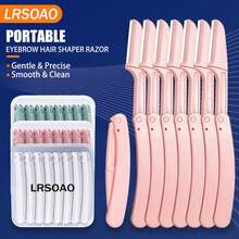 8pcs/Set Exquisite Packaging Neutral Facial Razor With Storage Box, Eyebrow Trimmer And Facial Hair Remover, Facial Hair Removal, Neutral Facial Razor, Trimming Tool, With Precision Sleeve, Hair Remover, Eyebrow Trimmer, Convenient For Travel - Multicolor - View 1