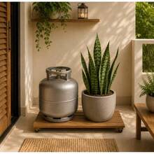SUPORTE GRANDE PARA VASOS COM RODÍZIOS – 70 x 40 CM ou para botijão, Deck Madeira autoclave Anti Cupim, pode ficar 100% externo - TAMANHO GRANDE - Visão 2