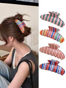 1/3pcs Fresh Floral Print Large Hair Clips, Gentle Fashion Women's Hair Claw Clips - Multicolor - View 9