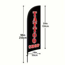 RXDAMTECH 1pc Commercial Tattoo Feather Flag, 8.2FT Outdoor Advertising Curved Banner (Includes Flag Pole And Ground Stakes) - Tear-Resistant Polyester Tattoo Signage Suitable For Stores And Events - Tattoo - View 9