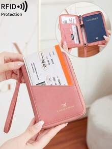 FOREVER MIYIN 1 Pc RFID Blocking Zipper Passport Holder With Wrist Strap, Multi Slot Travel Document Wallet For Flight Vacation Daily Carry Unisex - Multicolor - View 13