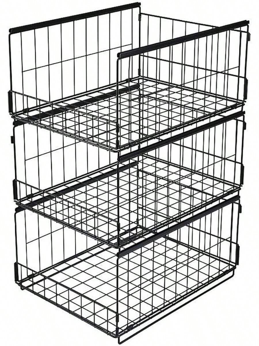3-teiliger stapelbarer Kleiderschrank-Organizer, Schubladen-Organizer, Schubladen-Organisationssystem, faltbarer Schrank für Zuhause und Küche, Weiß MZWS - Schwarz - Übersicht 1