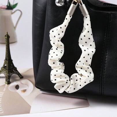 1pc Polka Dot Scrunchie Phone Lanyard With Metal Clasp, Fashionable Wrist Strap For Bags & Mobile Phones