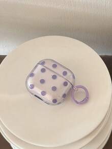 Korean Style Minimalist Semi-Transparent Pink/Purple Polka Dot + Circle Earphone Case Compatible With Airpods 5/Pro/3rd/4th Generation, New Pro 2 Protective Cover, Cute Apple 4 Minimalist 3 Personalized 1st/2nd/5th Generation Girls Earphone Case Protective Cover - Multicolor - View 14