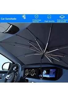 Foldable Car Sunshade ,Ultra Compact With Storage Bag, No Space Wasted, Keeps Car Cool In Minutes,Suitable For Small To Large Vehicles, Truck & Business Car,Quick Install - A - View 1