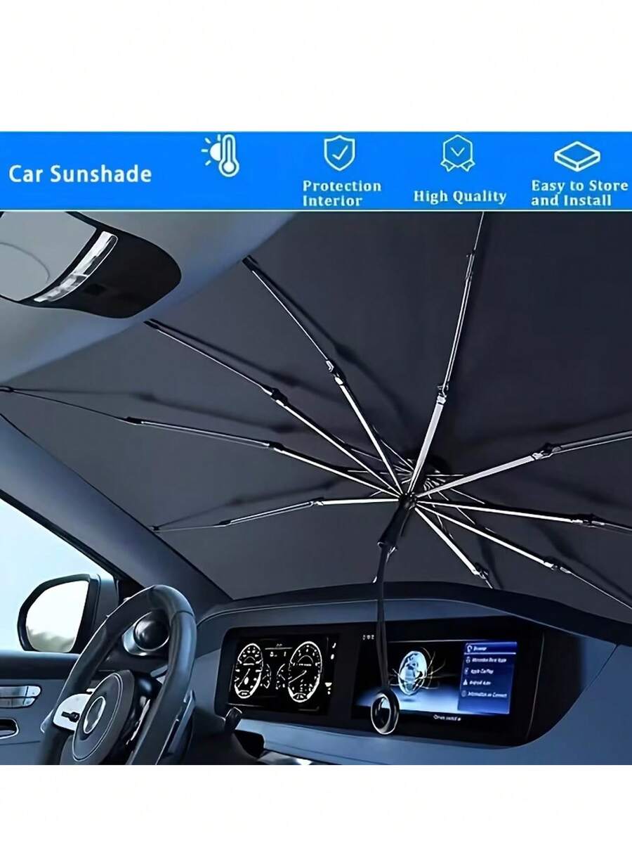 Foldable Car Sunshade ,Ultra Compact With Storage Bag, No Space Wasted, Keeps Car Cool In Minutes,Suitable For Small To Large Vehicles, Truck & Business Car,Quick Install - A - View 1