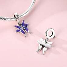 1pc S925 Sterling Silver Butterfly Pendant Bead, Multiple Gradient Colorful Enamel & Cubic Zirconia Butterfly Designs, Transparent Wings With Exquisite Rhinestone Inlay, Comes With Gift Box, Suitable For Bracelets & Necklaces, Romantic Girly Style, For Handmade DIY Jewelry Making & Daily Wear Gift - Multicolor - View 9