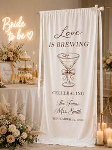 Custom Wedding Welcome Sign | Vertical Fabric Wedding Banner | Personalized Name & Date Backdrop | Rustic Outdoor Ceremony Decor - Multicolor - View 3