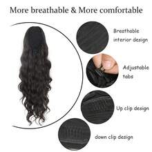 BINF Body Wave Wrap Around Drawstring Ponytail Human Hair Extensions Body Drawstring Ponytail Easy To Wear For Women 8-26 Inch Natural Black - Natural Black - View 5