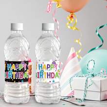 10/20入星星紙屑主題生日派對防水水瓶貼紙包裝，生日快樂水瓶標籤，適用於嬰兒洗禮派對 - 彩色 - 查看 7