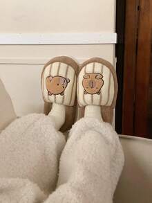 XIXITIAO Cute Closed-Toe Capybara Slippers, Soft Warm Cozy House Slippers - Light Brown - View 9