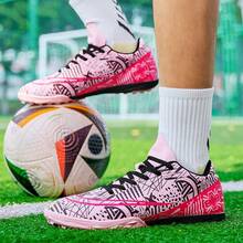 1 Pair Adult Football Cleats, AG/FG Studs, Outdoor Artificial Turf Sports Shoes, Indoor 5-A-Side Football Training Shoes, Professional Rugby Shoes - Pink - View 5