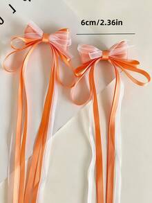 8/4/2pcs Long Ribbon Bow Hair Clips, Durable And Gentle On Hair, Cute And Sweet Hair Accessories Suitable For Pigtails - Perfect For Girls And Teens, Daily Wear, Vacation, School, And Dates - Multicolor - View 7