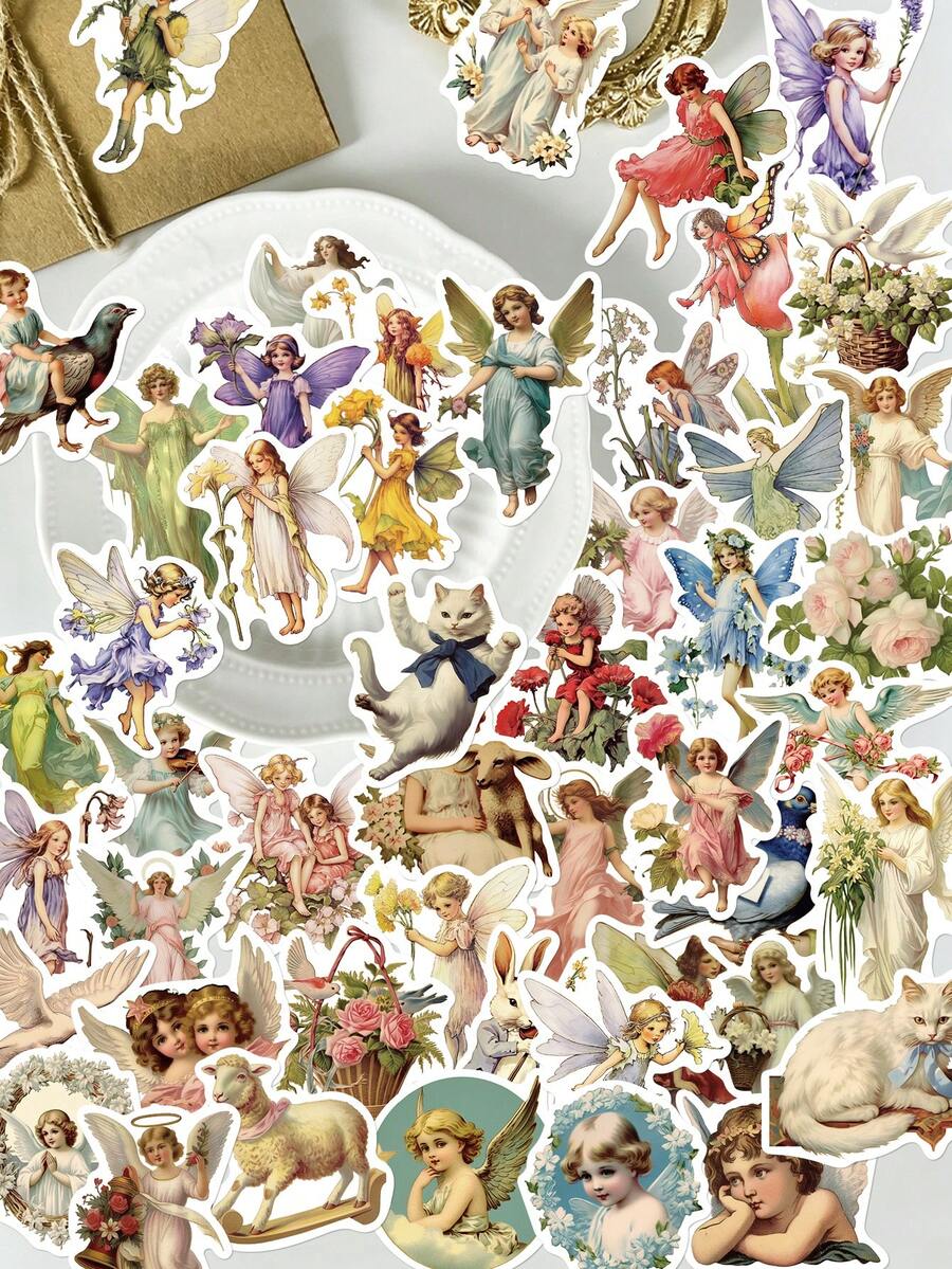 50pcs Oil Painting Stickers Waterproof Stickers For Laptop, Water Bottle, Phone, Tablet, Skateboard, Guitar, Refrigerator, Luggage, Scrapbook, Phone Case Decoration, Suitable For Home Decor, Birthday Party Gift, Holiday Gift - 50pcs - View 1